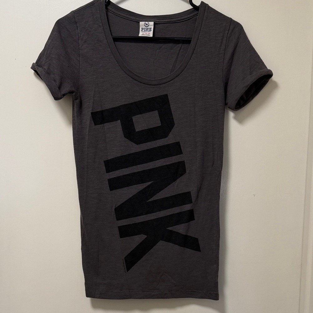 PINK Victoria's Secret Charcoal Black Graphic Tee